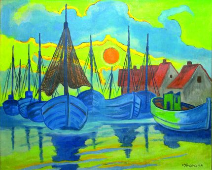 Max Pechstein, Hafen am Abend von Leba